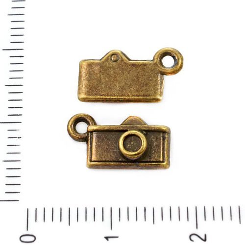 4pcs bronze antique ton appareil photo pendentifs charms tchèque métal conclusions 14mm x 8mm trou 1 sku-39279