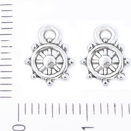 14pcs antique ton argent petit bateau à roue maritime pendentifs charms tchèque métal conclusions 10 sku-39452