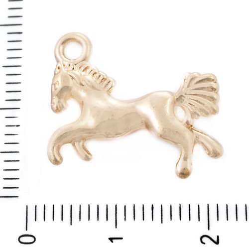 2pcs plaqué or cheval animal pendentifs charms tchèque métal conclusions 22mm x 17mm trou 2mm sku-39601