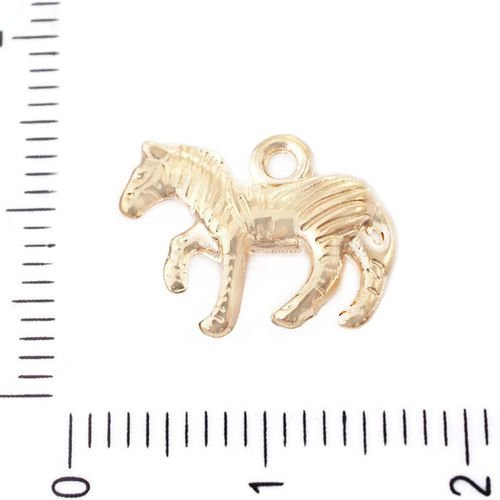 4pcs plaqué or zèbre rayé cheval animal pendentifs charms tchèque métal conclusions 12mm x 15 mm tro sku-39603
