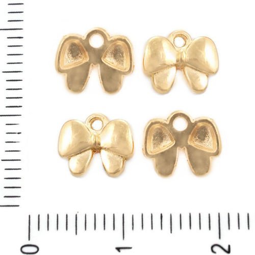 12pcs plaqué or petit bowknot bow cadeau pendentifs charms tchèque métal conclusions de 7 mm x 8.5 m sku-39627