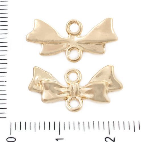 4pcs plaqué or bowknot arc connecteurs 2 deux trous pendentifs charms tchèque métal conclusions 10mm sku-39630