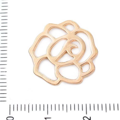 4pcs foncé plaqué or rose fleur en filigrane connecteurs pendentifs charms tchèque métal conclusions sku-39651