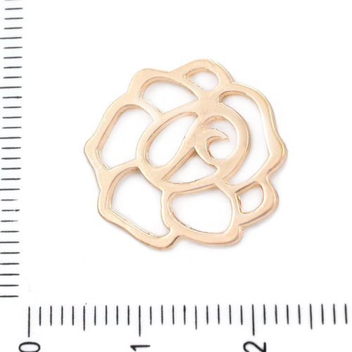 4pcs or plaqué bronze fleur de la rose en filigrane connecteurs pendentifs charms tchèque métal conc sku-39652