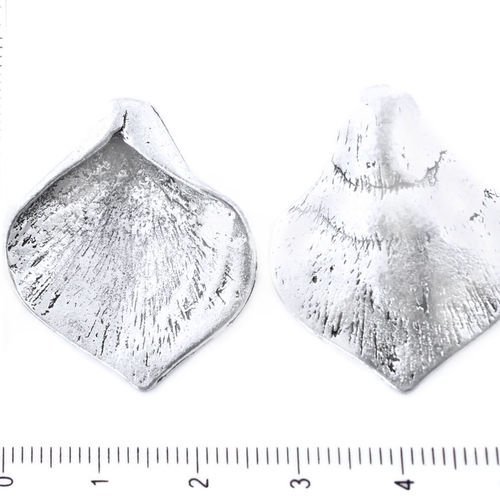 2pcs antique ton argent grand calla fleur pendentifs charms tchèque métal conclusions 26mm x 32mm tr sku-39213