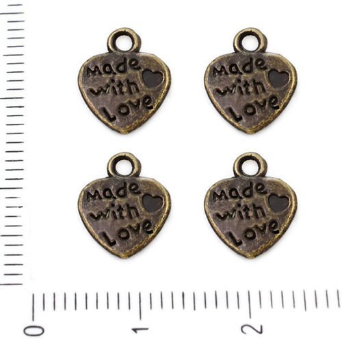 10pcs bronze antique ton coeur est fait avec amour message pendentifs charms tchèque métal conclusio sku-39293
