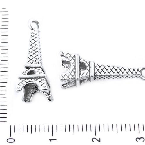 6pcs antique ton argent paris tour eiffel pendentifs charms tchèque métal conclusions 22mm x 8mm tro sku-39187