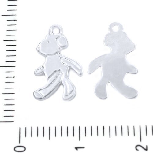 12pcs argent antique ton ours en peluche pendentifs charms tchèque métal conclusions de 15mm x 9mm t sku-39242