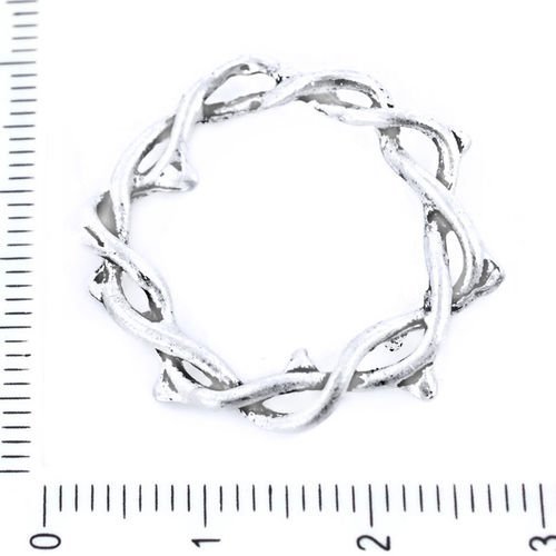 2pcs mat antique ton argent branche tordue donut anneau pendentifs charms tchèque métal conclusions  sku-39243