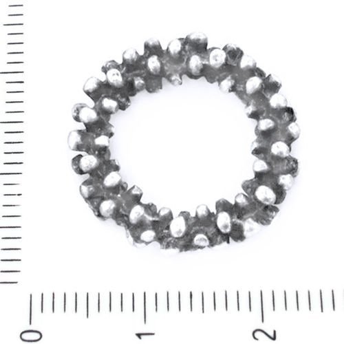 4pcs antique ton argent bague donut pendentifs charms tchèque métal conclusions 21mm sku-39244