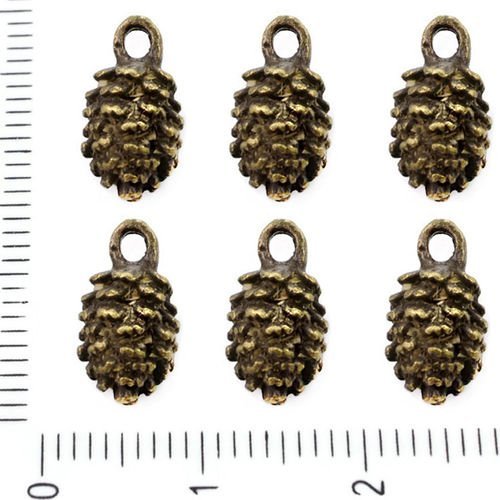 4pcs bronze antique ton cône de pin pendentifs charms tchèque métal conclusions 7mm x 12mm trou 1mm sku-39259