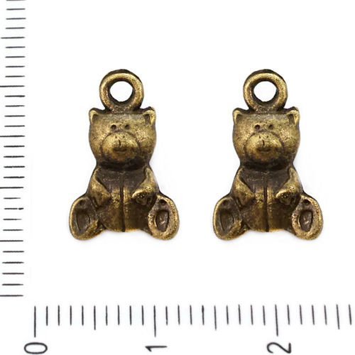 4pcs bronze antique ton ours en peluche pendentifs charms tchèque métal conclusions 16mm x 10mm trou sku-39261