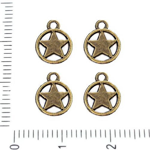 16pcs bronze antique ton étoile cercle pendentifs charms tchèque métal conclusions 10mm x 8mm trou 1 sku-39264