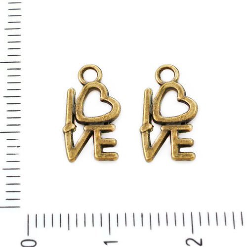12pcs bronze antique ton cœur l'amour pendentifs charms tchèque métal conclusions 8mm x 14mm trou 1  sku-39267