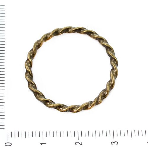 2pcs bronze antique ton tordu donut anneau pendentifs charms tchèque métal conclusions 28mm sku-39276