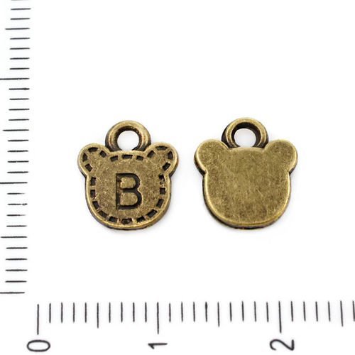 6pcs bronze antique ton ours en peluche tête pendentifs charms tchèque métal conclusions 9mm x 10mm  sku-39283