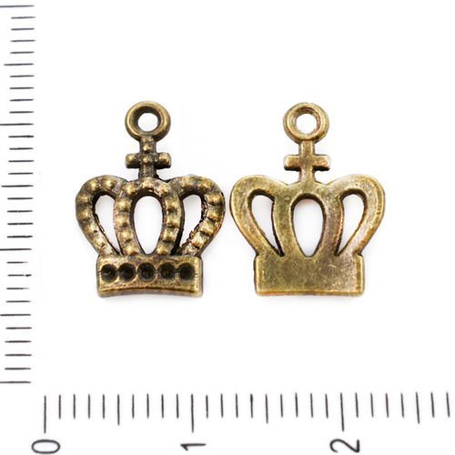 8pcs bronze antique ton roi couronne pendentifs charms tchèque métal conclusions de 15mm x 11mm trou sku-39309