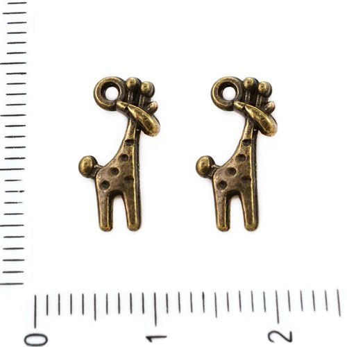 10pcs bronze antique ton girafe animal pendentifs charms tchèque métal conclusions 14mm x 7mm trou 1 sku-39316