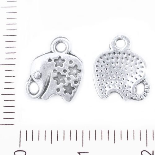 14pcs argent antique ton petit éléphant étoiles animal en pointillés pendentifs charms tchèque métal sku-39461
