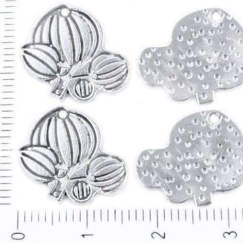 4pcs antique ton argent bourgeon de la fleur pétale branche florale plat pendentifs charms tchèque m sku-39496