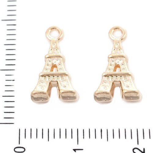 4pcs or plaqué tour eiffel paris romantique pendentifs charms tchèque métal conclusions 16mm x 8mm t sku-39618