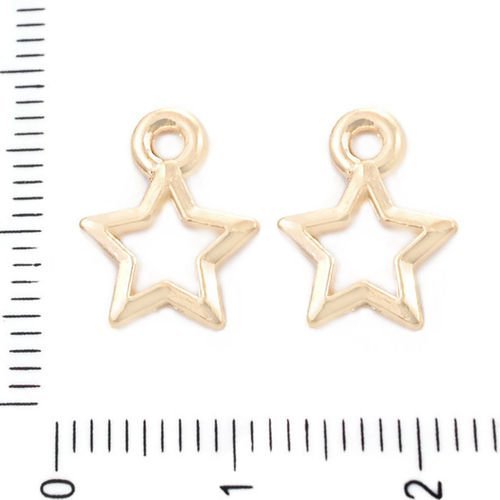 12pcs plaqué or étoile cadre pendentifs charms tchèque métal conclusions 13mm x 10.5 mm trou 1.5 mm sku-39620