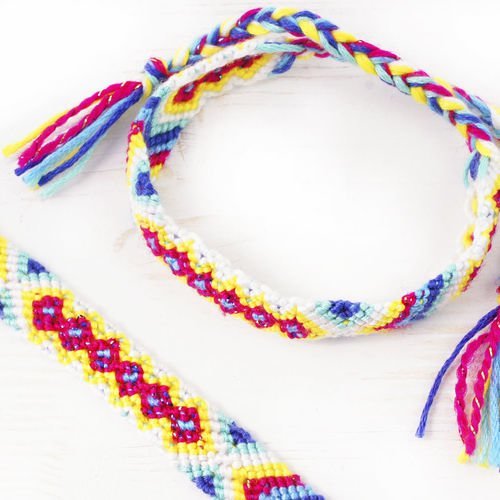 1pc blanc bleu jaune rouge diy empilables crochet tricoté noué agité cordon ruban bracelet de base d sku-40163