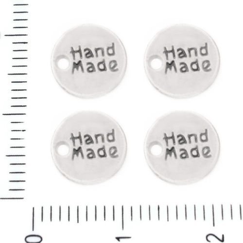 10pcs argent mat ton tour de main message pendentifs charms tchèque métal conclusions 9mm trou 1mm sku-39199