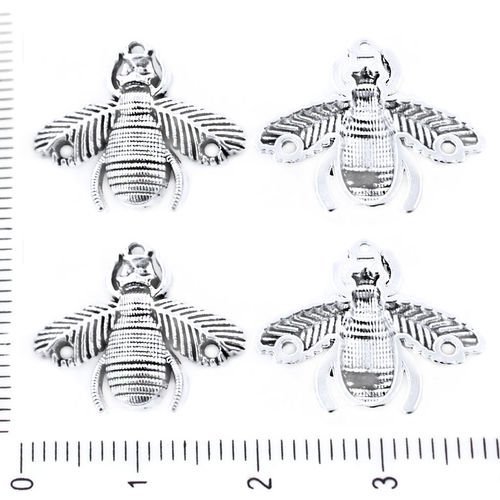 6pcs antique ton argent trois 3 trous abeille animal insecte pendentifs charms tchèque métal conclus sku-39217