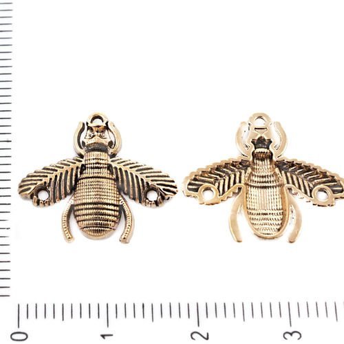 6pcs bronze ton abeille animal insecte pendentifs charms tchèque métal conclusions 16mm x 20mm trou  sku-39294