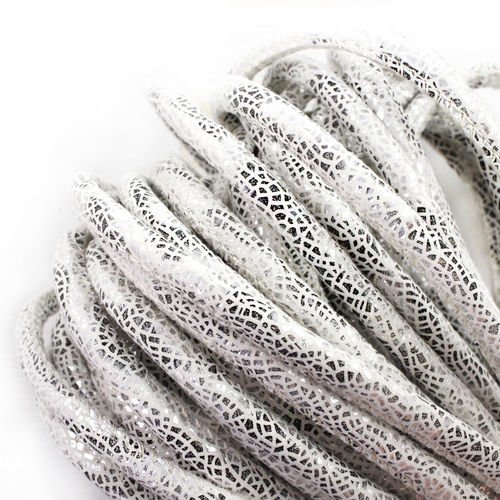 1yrd 0 9 m white silver de la peau de serpent brillant mousseux en pu simili cuir daim cordon cousu  sku-39959