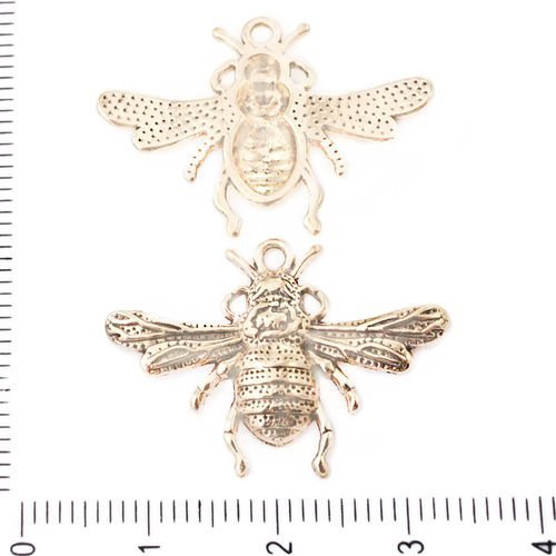 2pcs antique plaqué or grande abeille insecte pendentifs charms tchèque métal conclusions de 20 x 28 sku-39595