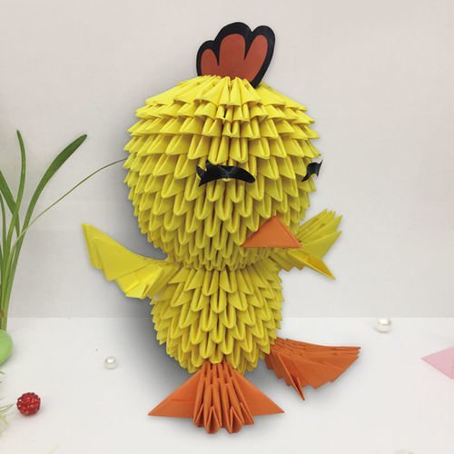 Jaune de grandes 3d origami plié de papier de scrapbooking poulet oiseau kit de pâques animal de com sku-40727