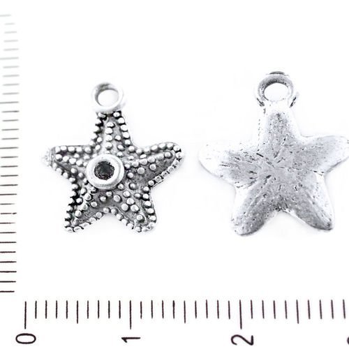 4pcs antique ton argent étoile de mer les étoiles de mer pendentifs charms strass paramètres tchèque sku-39239