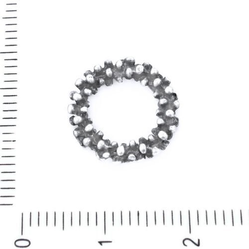 8pcs antique ton argent bague donut pendentifs charms tchèque métal conclusions 14mm sku-39245