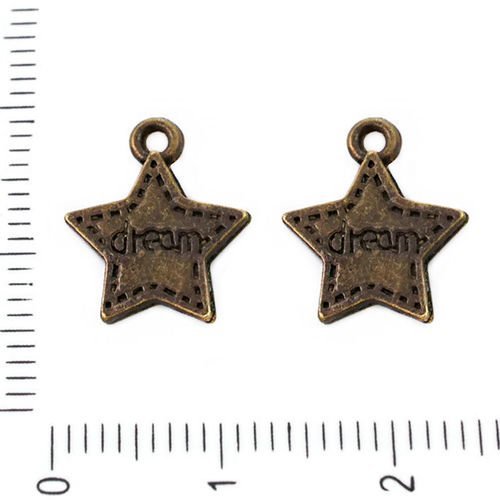 8pcs bronze antique ton étoile de rêve message pendentifs charms tchèque métal conclusions 14mm x 11 sku-39252