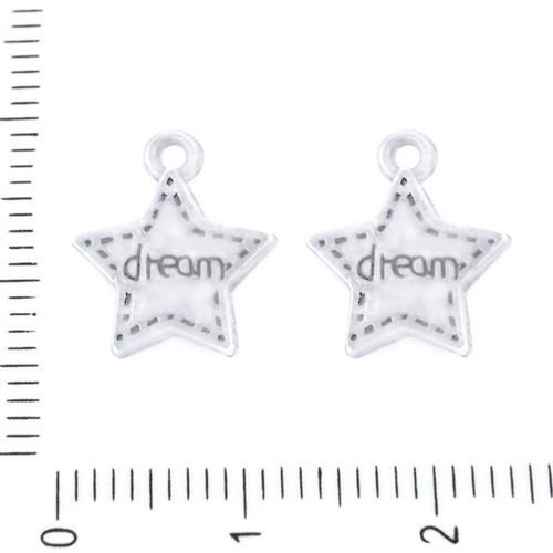 8pcs antique ton argent petite étoile de rêve rayé cousu deux faces pendentifs charms tchèque métal  sku-39466