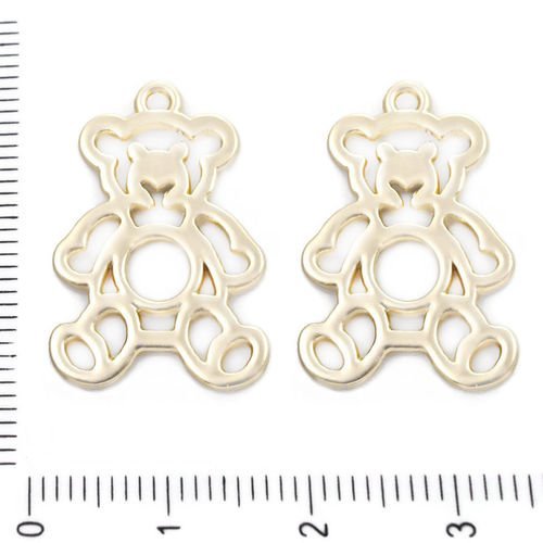 4pcs métallique mat or ours en peluche en filigrane d'image de bébé pendentifs charms tchèque métal  sku-39559