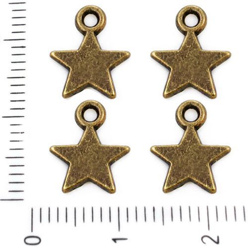 12pcs bronze antique ton plat star pendentifs de noël charmes tchèque métal conclusions 12mm x 10mm  sku-39304