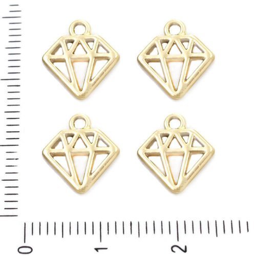 10pcs métallique mat de pierre gemme de diamant d'or en filigrane pendentifs charms tchèque métal co sku-39558