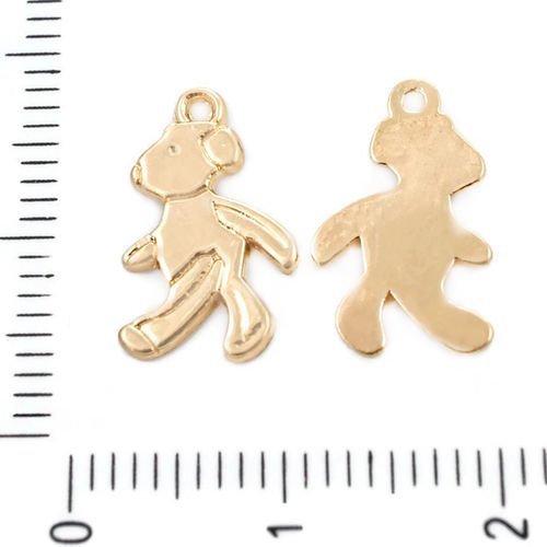 12pcs plaqué or ours en peluche animal plat bébé enfants pendentifs charms tchèque métal conclusions sku-39615