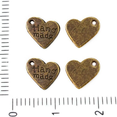14pcs bronze antique ton coeur plat message à la main pendentifs charms tchèque métal conclusions 8m sku-39249