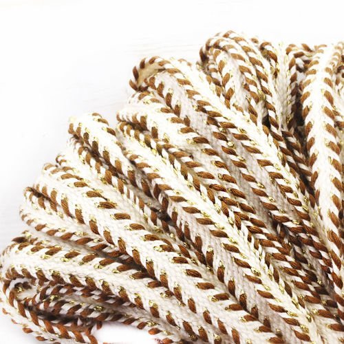 2yrd 1 8 m blanc naturel brun clair d'or de la chaîne de draps en coton tricoté ruban tissu à plat c sku-39944