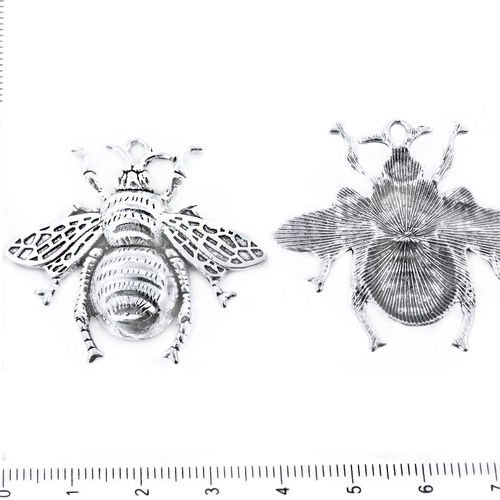 2pcs antique ton argent abeilles grande animaux insectes pendentifs charms tchèque métal conclusions sku-39210