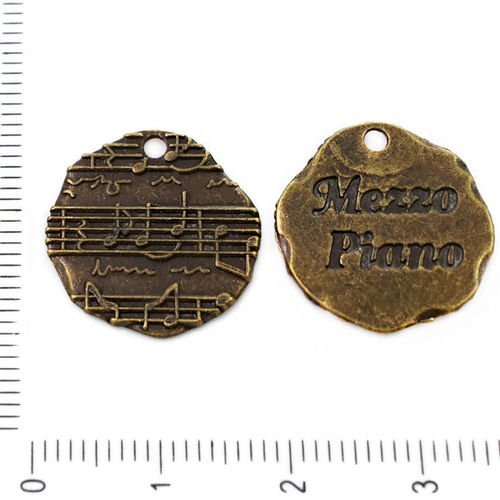 4pcs bronze antique ton mezzo piano message notes martelées à la pièce pendentifs charms tchèque mét sku-39272