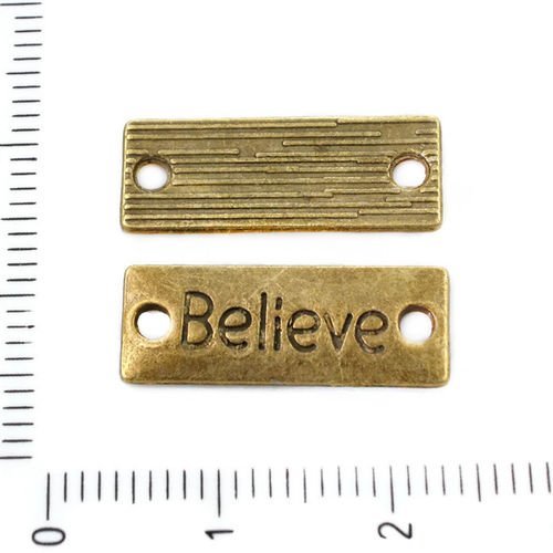 4pcs bronze antique ton rectangle de deux 2 trous connecteur croire message pendentifs charms tchèqu sku-39286
