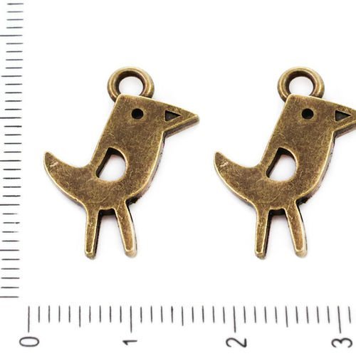 4pcs bronze antique ton animal oiseau pendentifs charms tchèque métal conclusions 22mm x 12mm trou d sku-39310