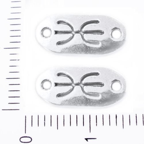 6pcs antique ton argent de forme ovale l'envie pendentifs 2 trou ethnique connecteurs tchèque métal  sku-39490