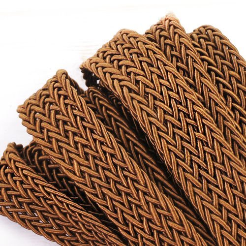 1yrd 0 9 m de bronze marron en fausse soie tricoté cordon ruban tissu à plat macrame bobo bracelet c sku-39911