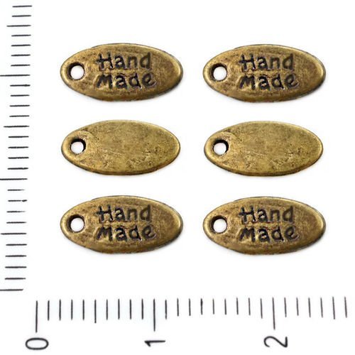 12pcs bronze antique ton plat ovale à la main l'étiquette de message pendentifs charms tchèque métal sku-39250